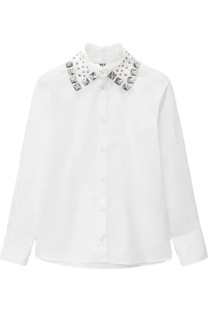 Msgm Studded-collar buttoned shirt