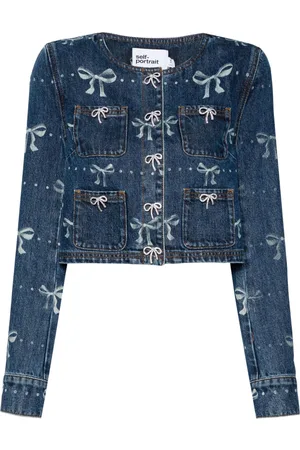 Self-Portrait Bow-detail denim jacket