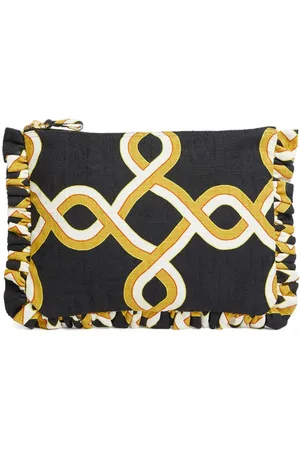 La DoubleJ Tackle-print cotton clutch bag