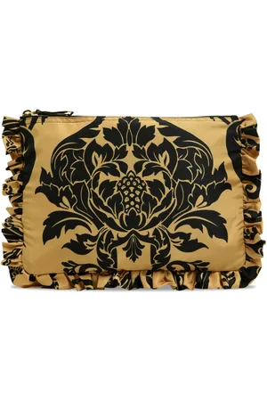 La DoubleJ Cherubs-print ruffle-trim clutch bag