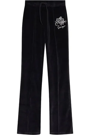 Kenzo Star Tiger embroidered velvet track pants