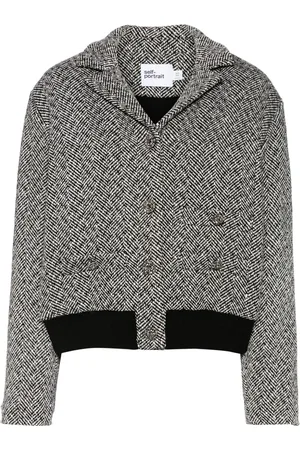 Self-Portrait Herringbone bomber jacket