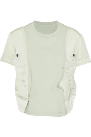 SACAI Nylon Twill X cotton jersey T-shirt