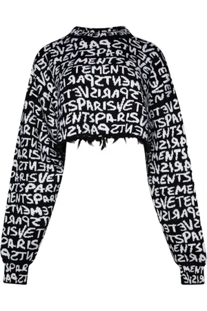 Vetements Graffiti-logo intarsia-knit merino jumper