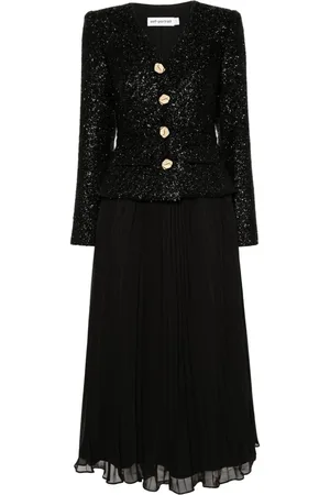 Self-Portrait Boucl?? chiffon midi dress