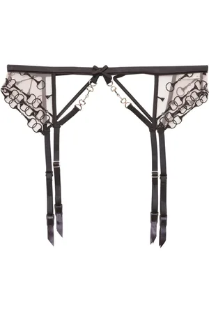 FLEUR DU MAL Equestrian-embroidered garter belt