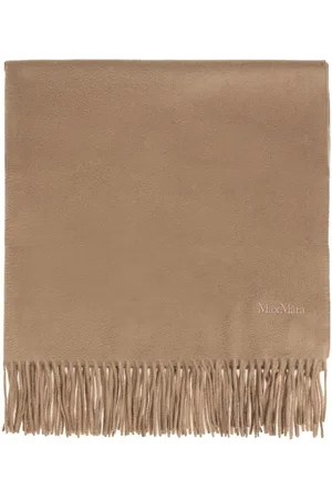 Max Mara Embroidered-logo cashmere scarf