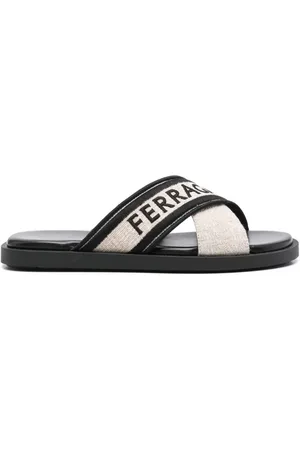 Salvatore Ferragamo Logo-embroidered crossover-strap sandals