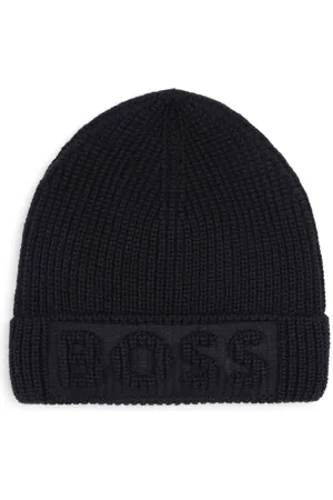 HUGO BOSS Logo-debossed knitted beanie hat