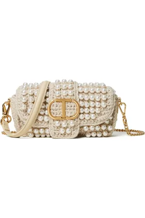 Twin-Set Pearl-embellished crochet bag
