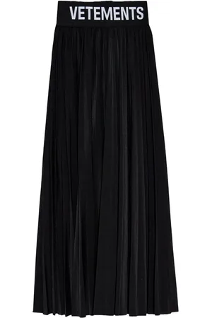 Vetements Logo-waistband pleated skirt