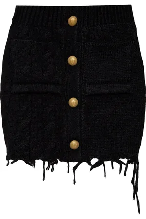 Vetements Raw-cut wool mini skirt