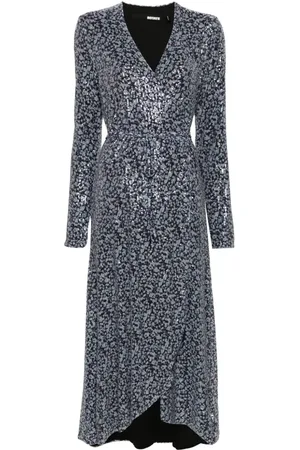 ROTATE Sequinned wrap midi diress