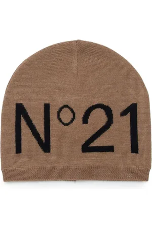Nº21 Intarsia-knit logo beanie hat