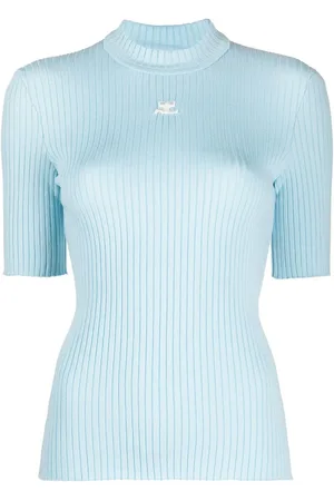 Courrèges Logo print ribbed knit top