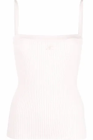 Courrèges Logo rib-knit tank top