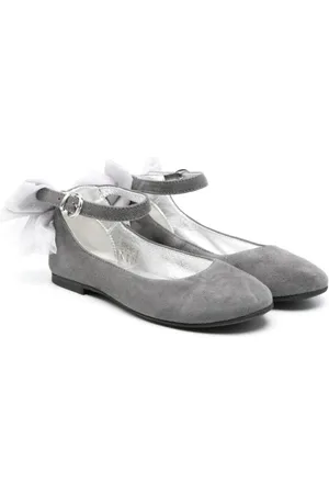 MONNALISA Bow-detailed suede ballerina shoes