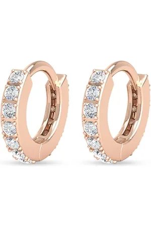 VEYNOU 14kt rose gold mini huggie diamond earrings