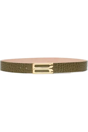 Victoria Beckham Crocodile-embossed leather Jumbo Frame belt