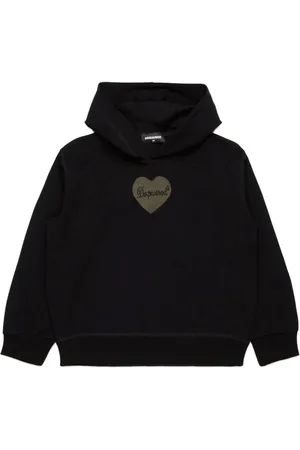 Dsquared2 Mesh-heart rhinestone-logo hoodie