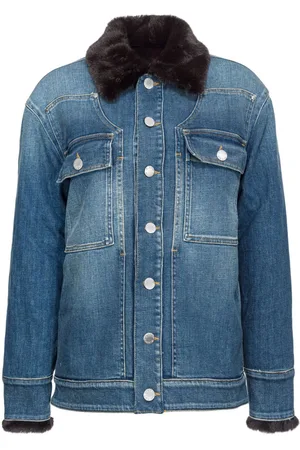 Pinko Faux fur-trimmed denim jacket