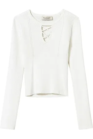 Twin-Set Criss-cross ribbed sweater