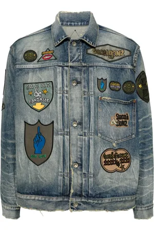 SACAI Patch-embellished button-up denim jacket