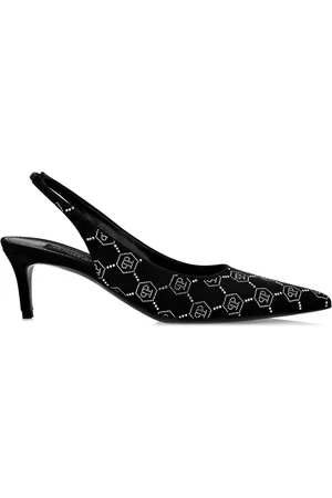 Philipp Plein 50mm monogram-pattern slingback pumps