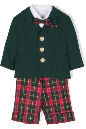 COLORICHIARI Tartan-pattern trousers set