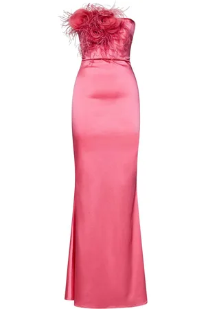 ROOM76 Rose appliqu?? satin dress