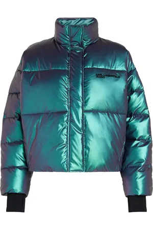 Karl Lagerfeld Iridescent cropped puffer jacket