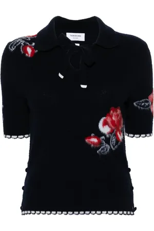 Thom Browne Rose-intarsia virgin wool top