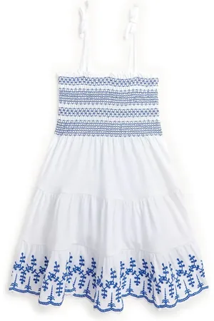 Ralph Lauren Smocked eyelet-embroidered dress