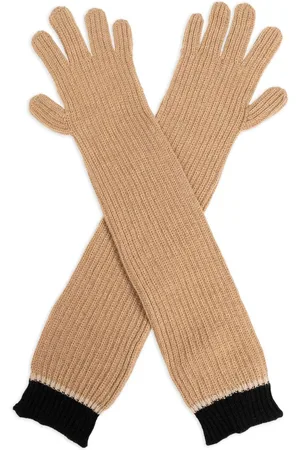 Moschino Two-tone ribbed knit gloves