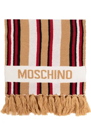 Moschino Logo-intarsia striped wool scarf