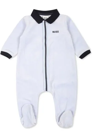 HUGO BOSS Logo embroidered striped babygrow