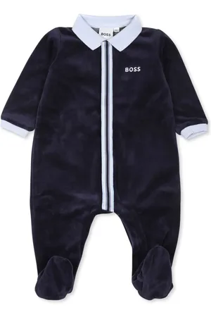 HUGO BOSS Logo embroidered striped babygrow