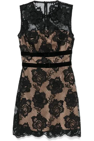 Self-Portrait Bow-detail lace mini dress
