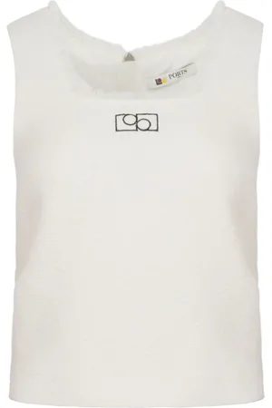 PORTS 1961 Logo-embroidered tweed top