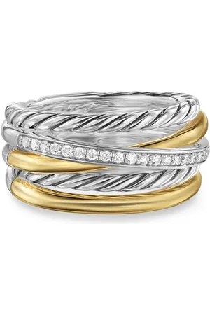 David Yurman 18kt yellow gold Crossover Five Row diamond ring (11mm)
