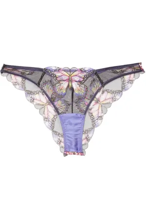 FLEUR DU MAL Butterfly-embroidered cheeky briefs