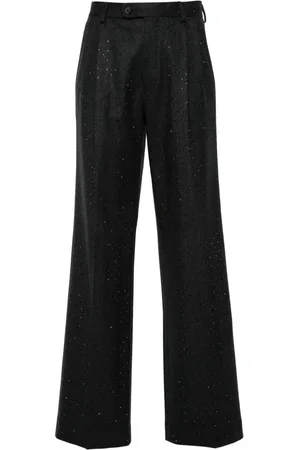 Sandro Herringbone rhinestone-embellished straight trousers