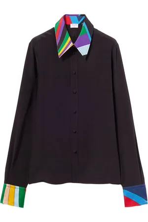 Puccini Abstract-print trim silk shirt