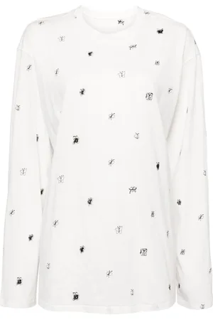 JNBY Sequined butterfly-embroidered T-shirt