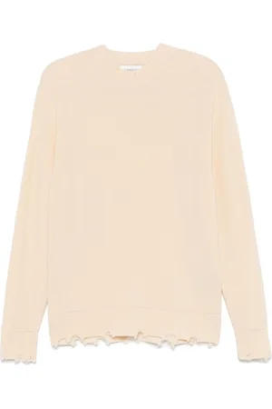 LANEUS Distressed crew-neck sweater