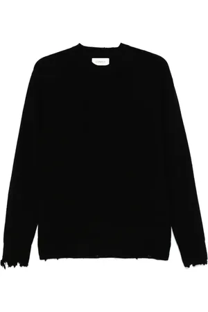 LANEUS Distressed crew-neck sweater