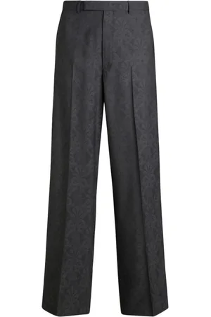 Etro Jacquard pleated straight-leg trousers
