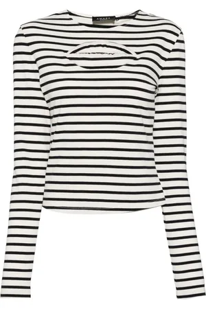 A.W.A.K.E. MODE Lip-appliqué striped top