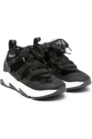 MONNALISA Lace-up glittered sneakers