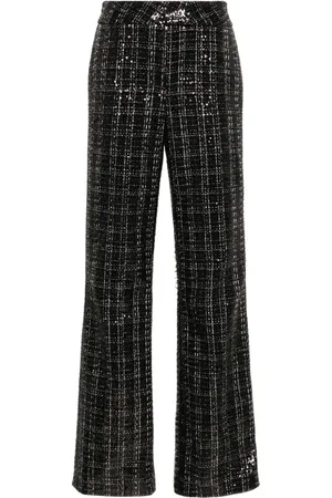 GENNY Sequinned plaid trousers